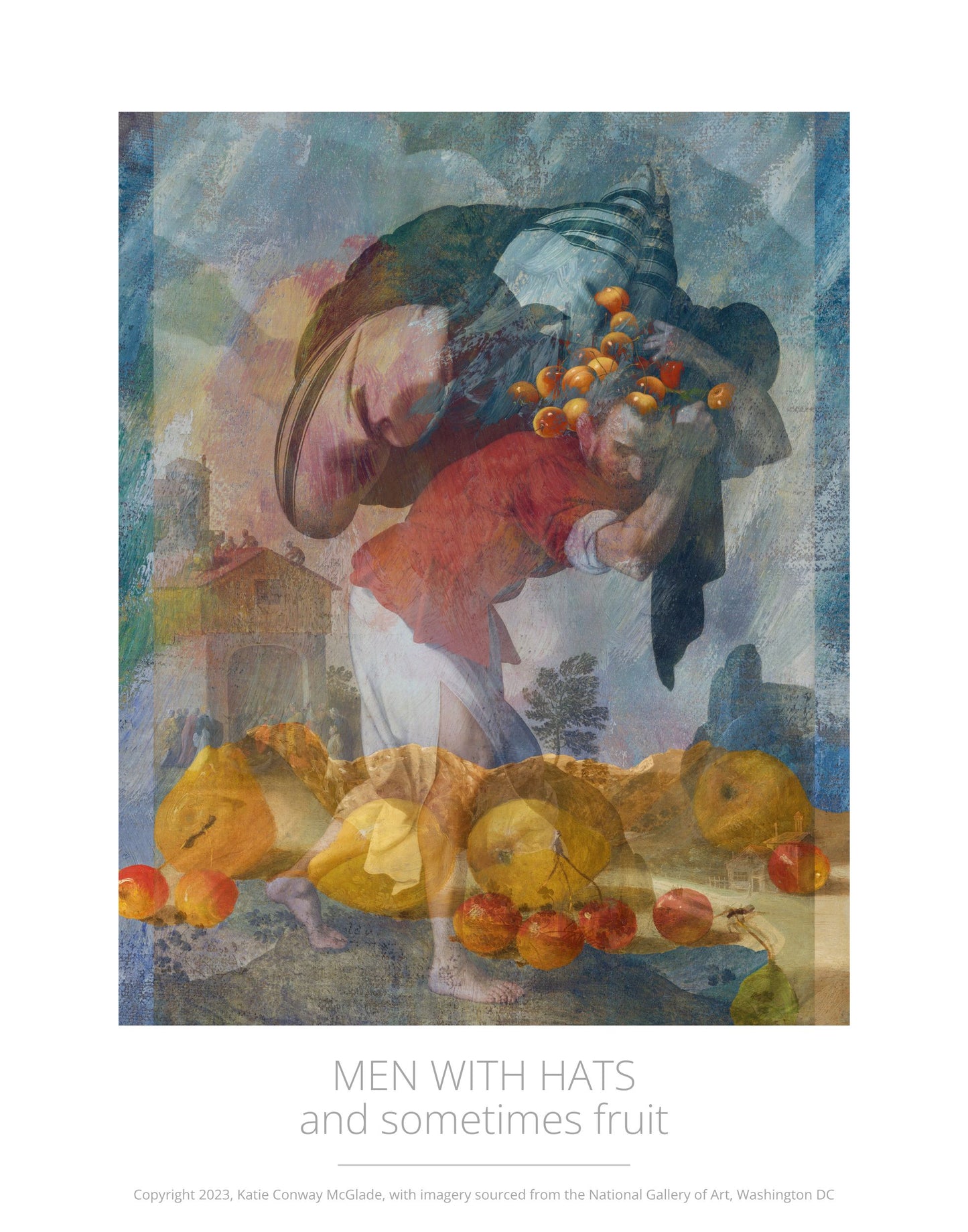 Delivery Guy Considers His Options ~ from the "Men with Hats (and sometimes fruit)" poster series